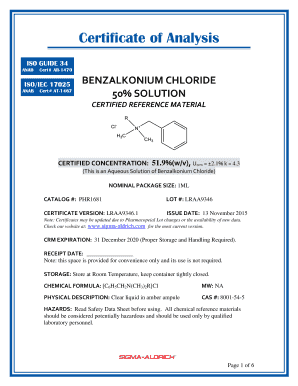 Certificate of Analysis Sigmaaldrich Com  Form