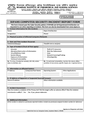 Security Incident Report  Form