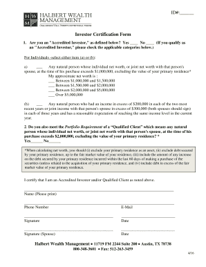 Accredited Investor Certification Form