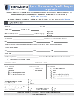 Special Pharmaceutical Benefits Program  Form