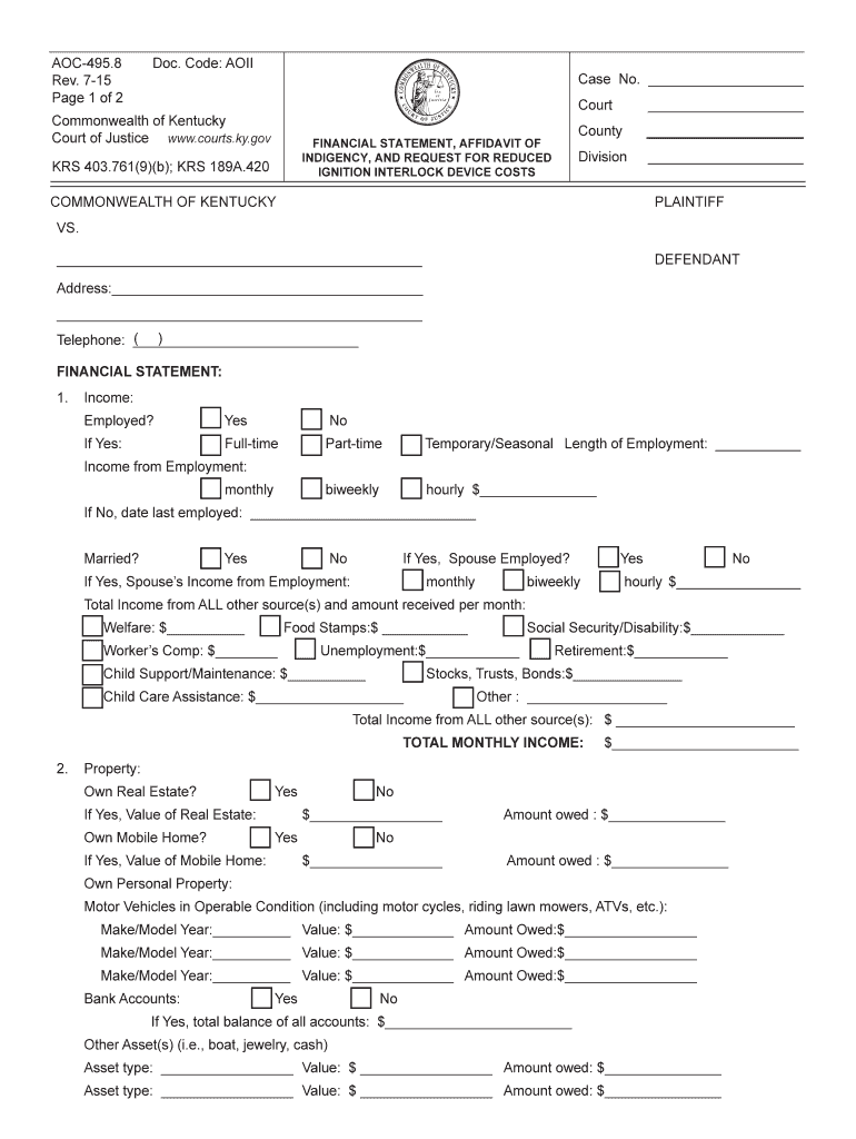 Kentucky Aoc Interlock Form