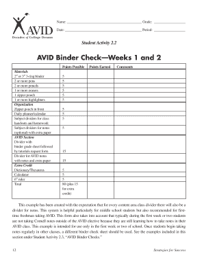 3 Binder Rubrics  Form