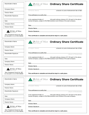 Share Certificate Click to Download Junior Achievement Coyc  Form