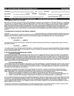 Apl Tournament Waiver Form