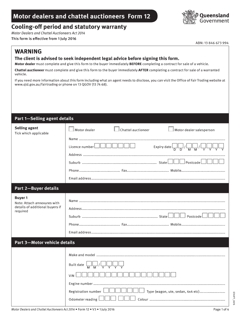  Form 12 Motor Dealer 2016