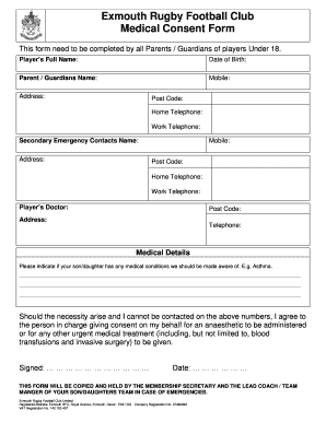 Football Medical Form