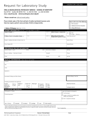  Request for Laboratory Study Form UW School of Dentistry Dental Washington 2016-2024