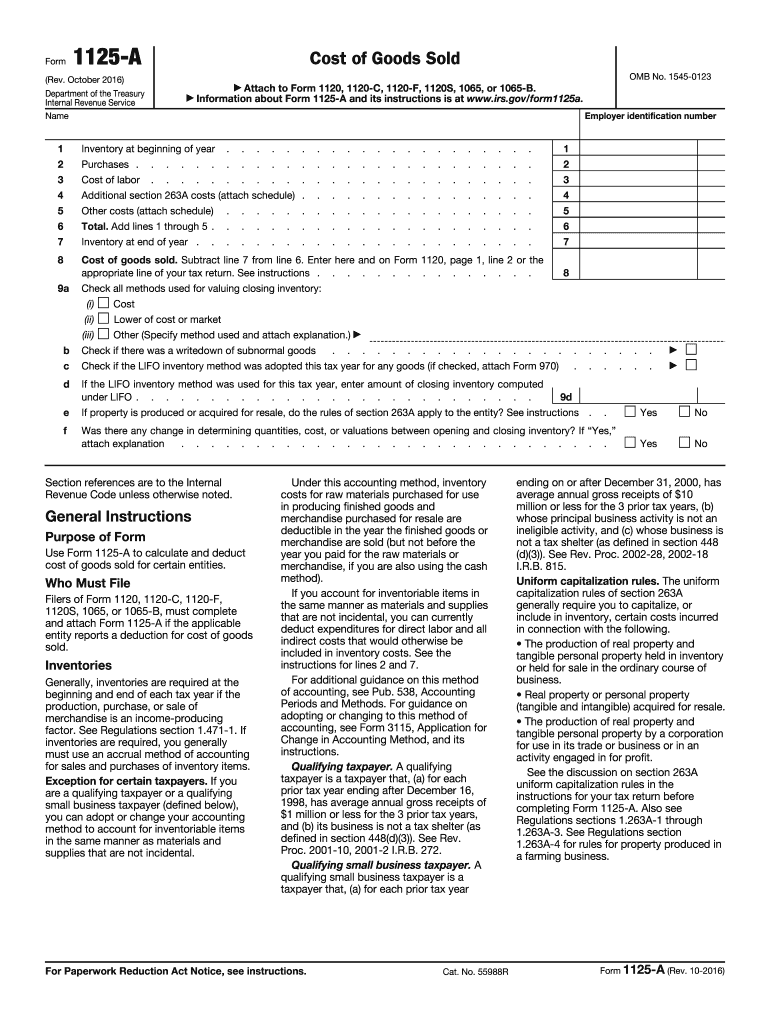  Form 1125 a 2016