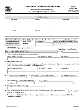  Application to File Declaration of Intention Uscis 2016