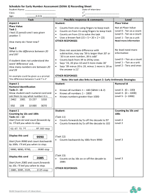 Sena 1 Recording Sheet  Form