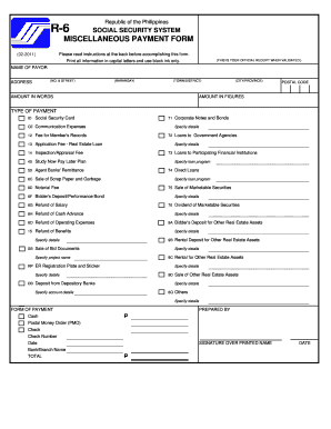 R 6 Miscellaneous Payment Form