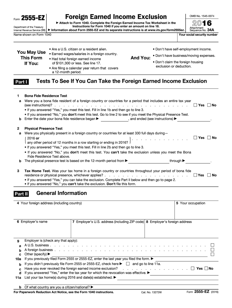 2555-EZ form