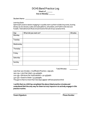 Orchestra Practice Log  Form