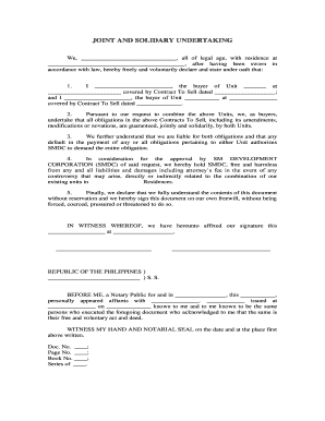 Joint Solidary Signature Sample  Form