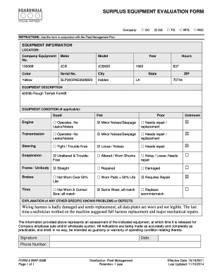 Equipment Evaluation Form