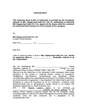 Letter of Indemnity Sample PDF  Form
