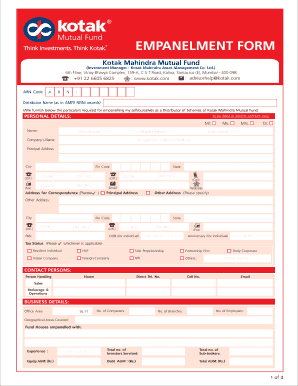 Kotak Mutual Fund Distributor Login  Form