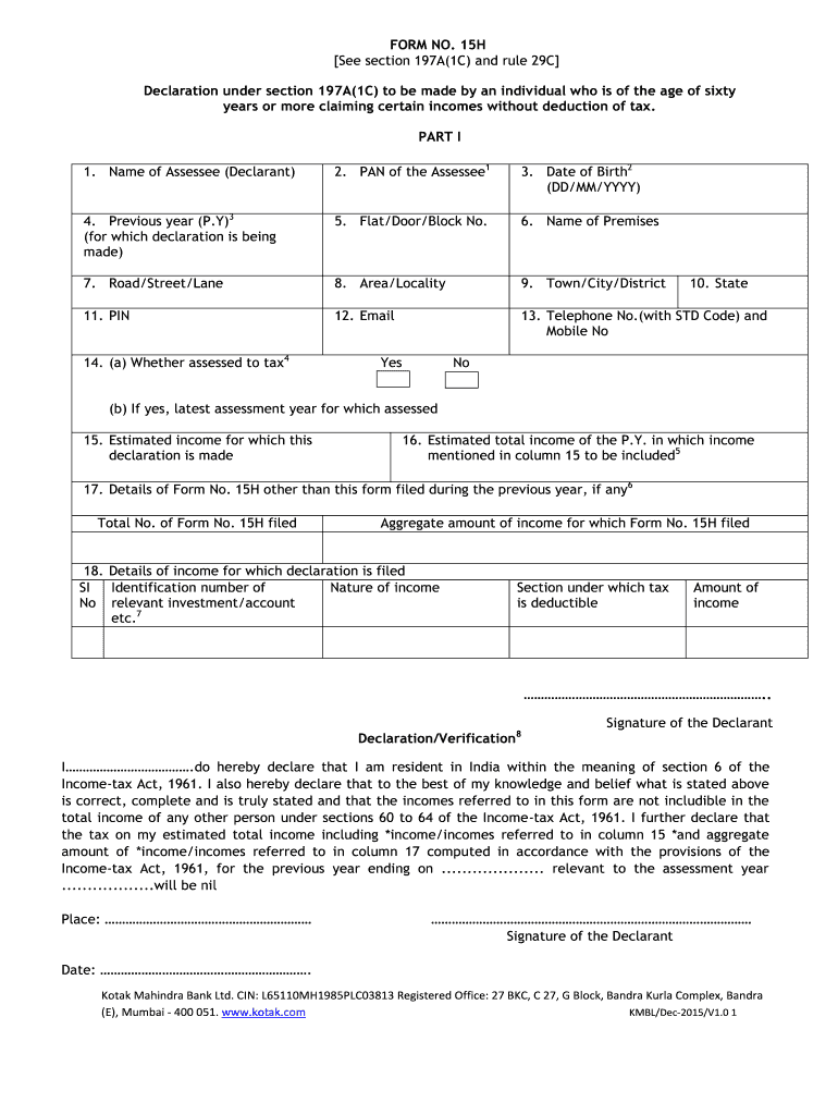  Form 15h Download 2015-2024