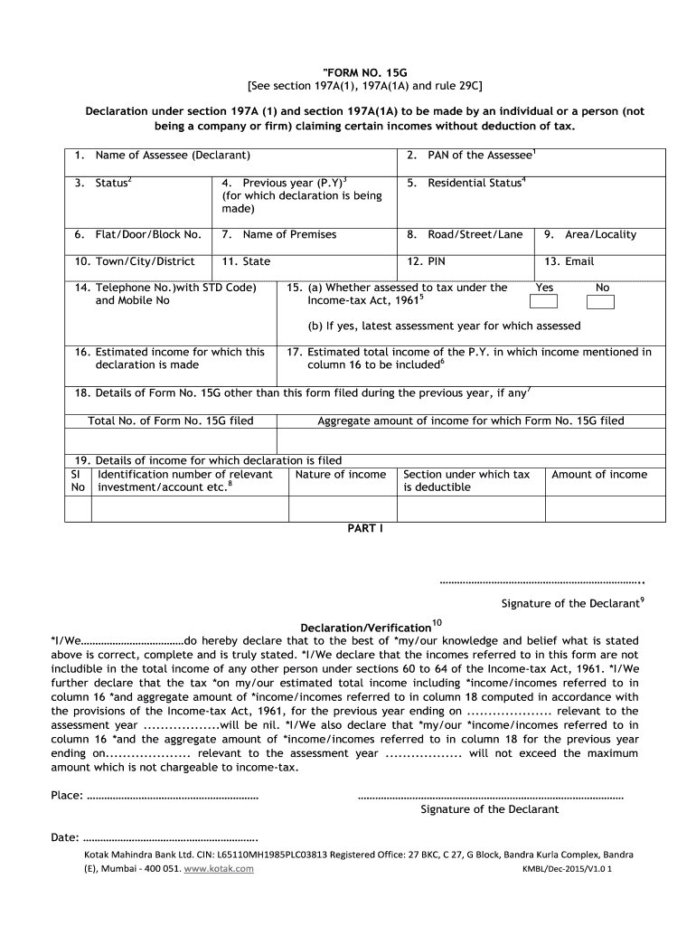  15g Tax Form 2015-2024