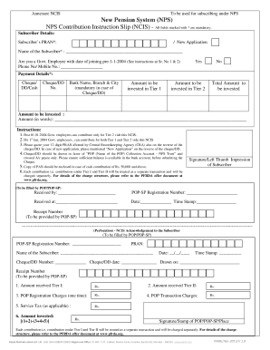 Nps Contribution Slip PDF  Form