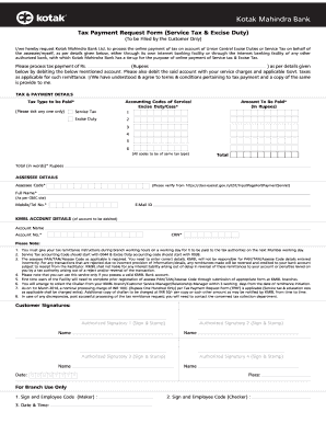 Get and Sign Kotak Request Form Service