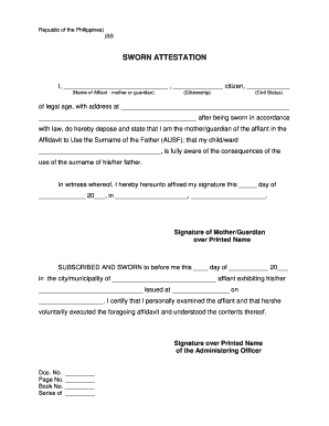 Affidavit of Attestation  Form