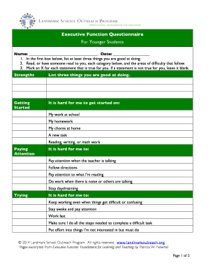 Executive Function Questionnaire  Form