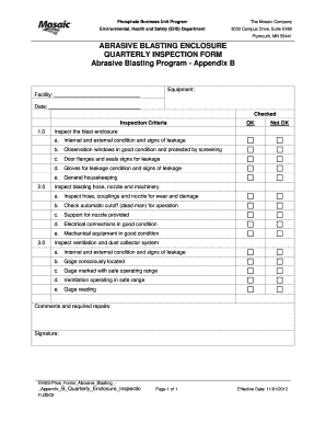 EHSS Phos Forms Abrasive Blasting Appendix B Quarterly Enclosure Inspection DOCX