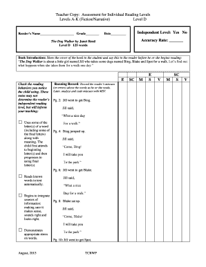 The Dog Walker Running Record  Form