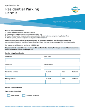  Parking Permit Application 2016-2024