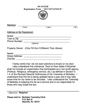 04 34 OAB Registration Form Berkeley Township Twp Berkeley Nj