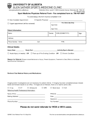 Glen Sather Referral  Form