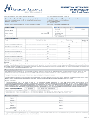 African Alliance Redemption Form