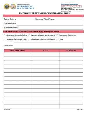  Employee Training Forms 2018-2024