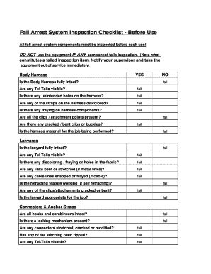 Fall Protection Inspection Form Excel