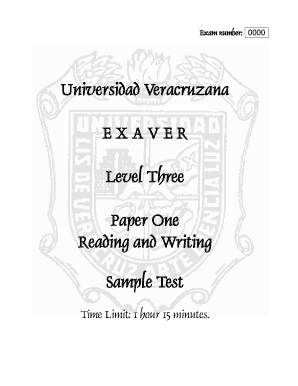 Exaver 3 Sample Test  Form