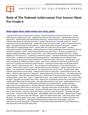 National Achievement Test Answer Sheet  Form
