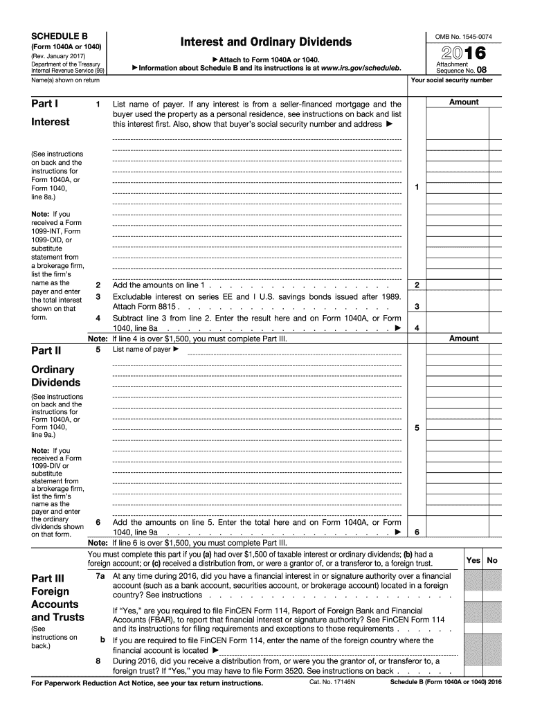 2016 Schedule B (1040 form)