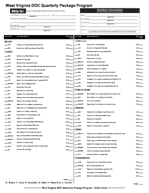 Wv DOC Quarterly Package Program  Form