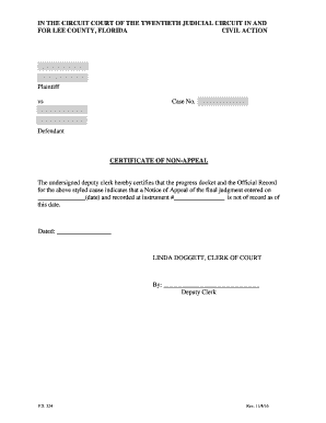 Certificate of Non Appeal Form