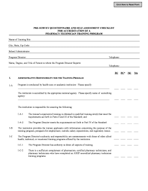 Pre Survey Questionnaire  Form