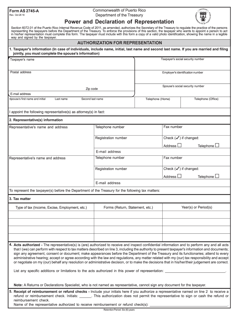  Form As2745a 2016-2024
