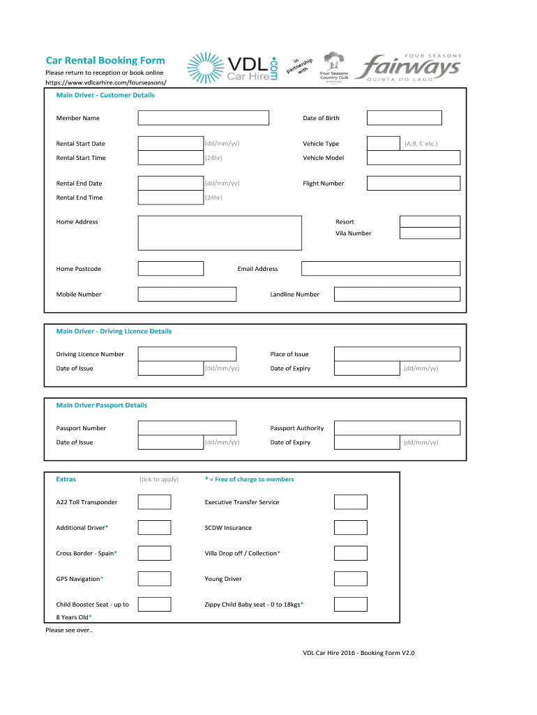 Car Rental Software  Form