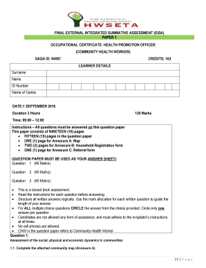 Get and Sign Health Promotion Officer Past Question Papers  Form