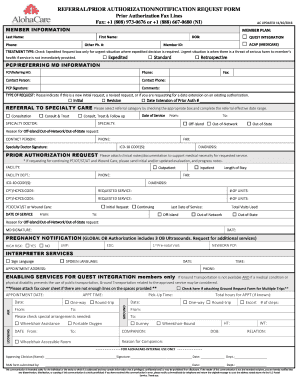 Alohacare Prior Auth Form