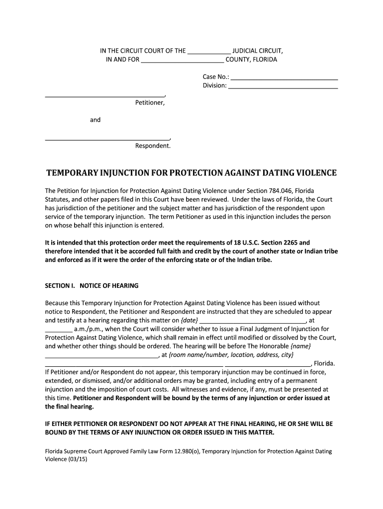 Temporary Against Violence  Form