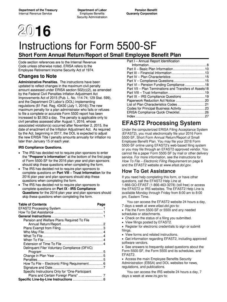  5500 Report  Form 2016