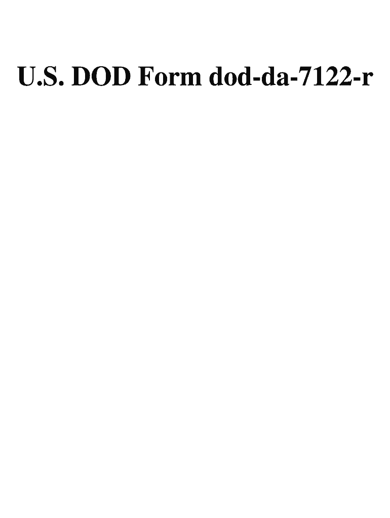 Get and Sign U S DOD Form Dod Da 7122 R  Download 1995-2022