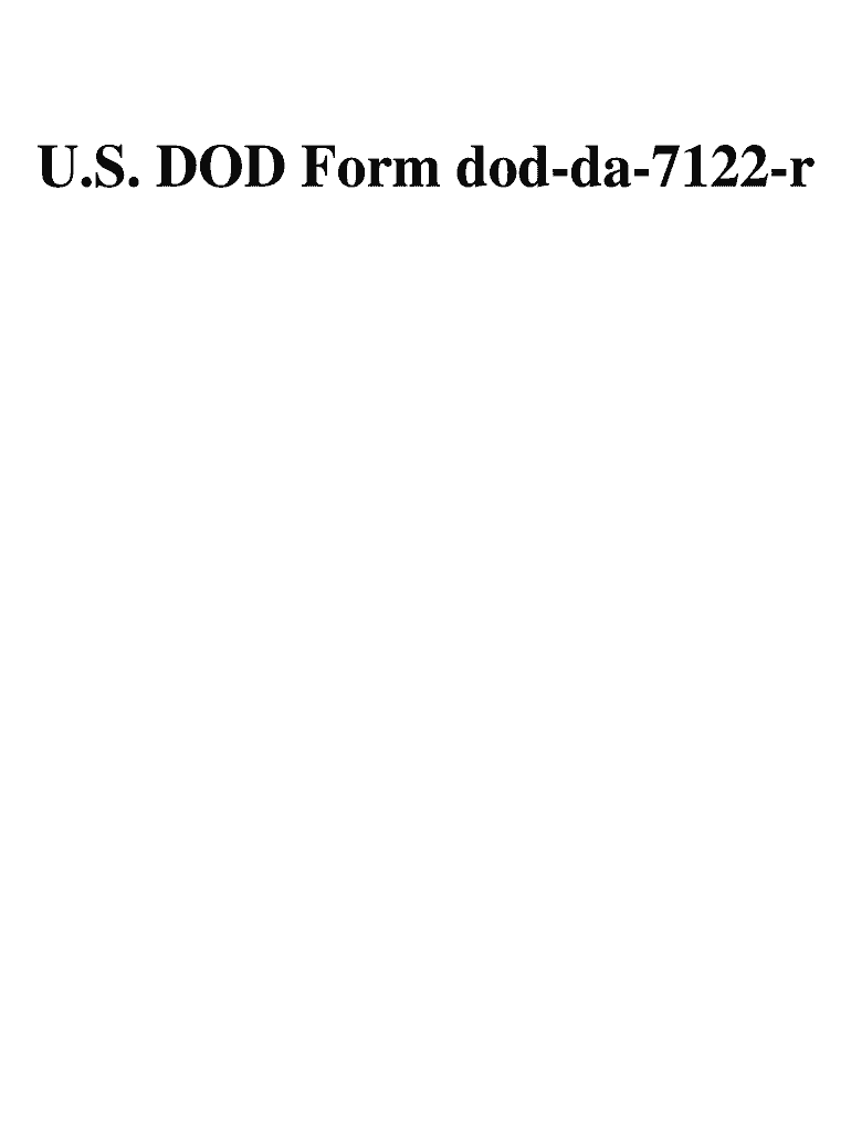  U S DOD Form Dod Da 7122 R  Download 1995