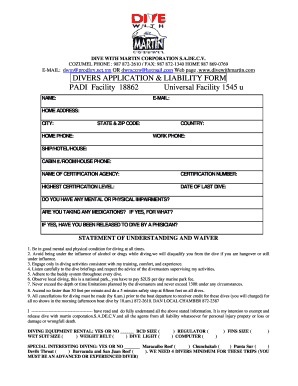 Divers Application  Form